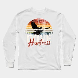 Vintage Sunset Dove Huntress Dove Hunting Gift For Her Long Sleeve T-Shirt